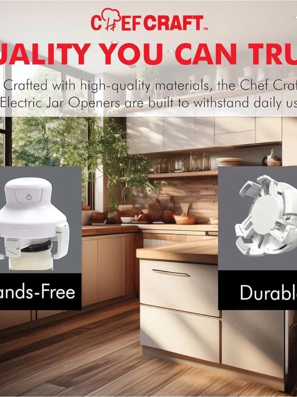 Electric Jar Opener Hands-Free Automatic Lid Remover for Seniors or Arthritis